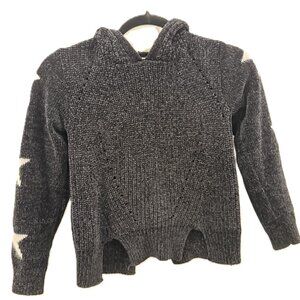 Vintage Havana Girls Black With White Stars Hoodie Wool Blend Long Sleeves L